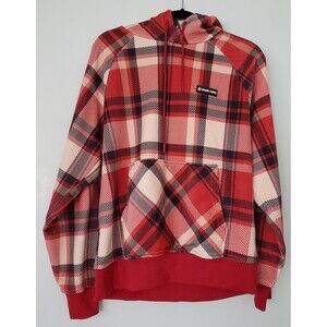 Spark Paws Super Soft Red Black Plaid Hoodie Size L NWT
